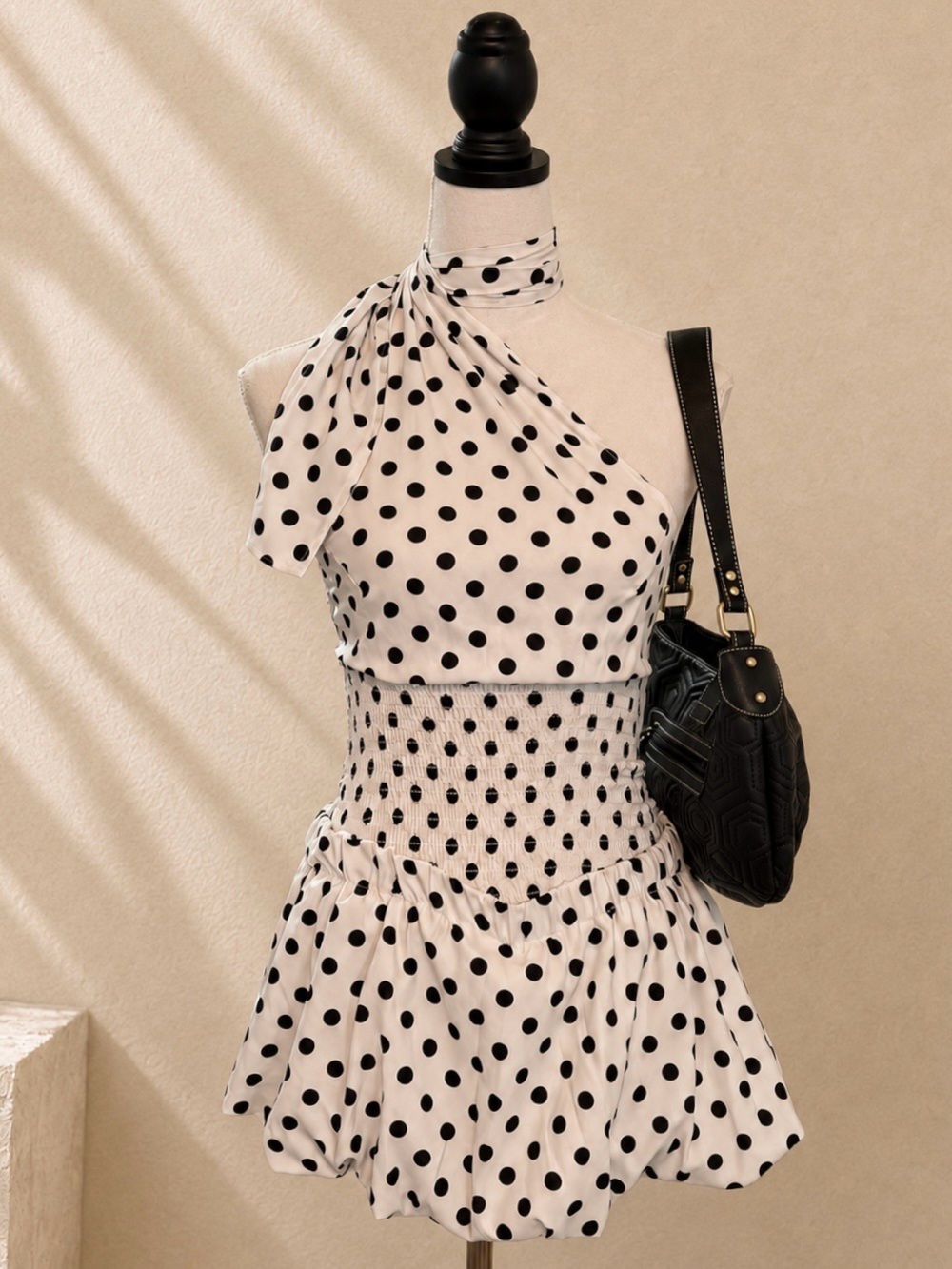Bronze Snake Polka Dot Halter Top & Bubble Skort Set Size S